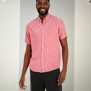 Vans Pink and Palm Trees Casual Button Down Shirt